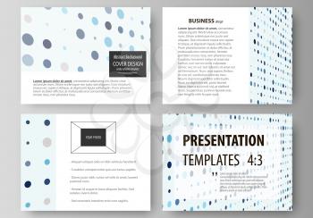 Set of business templates for presentation slides. Easy editable abstract vector layouts in flat design. Abstract soft color dots with illusion of depth and perspective, dotted technology background. 