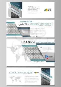 Social media and email headers set, modern banners. Business templates. Easy editable abstract design template, vector layouts in popular sizes. Abstract infinity background, 3d structure with rectang