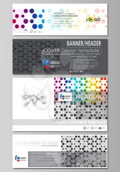 Social media and email headers set, modern banners. Business templates. Easy editable abstract design template, vector layouts in popular sizes. Chemistry pattern, hexagonal design molecule structure,