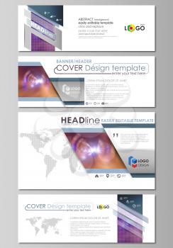 Social media and email headers set, modern banners. Business templates. Easy editable abstract design template, vector layouts in popular sizes. Bright color colorful design, beautiful futuristic back