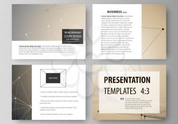 Set of business templates for presentation slides. Easy editable abstract vector layouts in flat design. Technology, science, medical concept. Golden dots and lines, cybernetic digital style. Lines pl