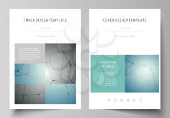 Business templates for brochure, magazine, flyer, booklet or annual report. Cover design template, easy editable vector, abstract flat layout in A4 size. Geometric background, connected line and dots.