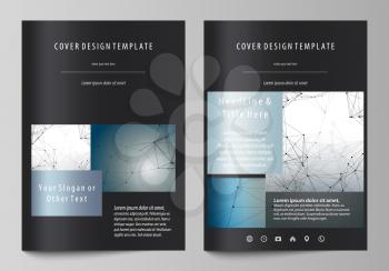 Business templates for brochure, magazine, flyer, booklet or annual report. Cover design template, easy editable vector, abstract flat layout in A4 size. DNA and neurons molecule structure. Medicine, 