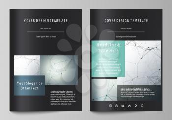 Business templates for brochure, magazine, flyer, booklet or annual report. Cover design template, easy editable vector, abstract flat layout in A4 size. Genetic and chemical compounds. Atom, DNA and 