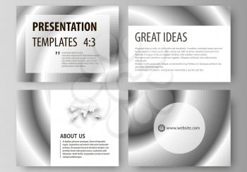 Set of business templates for presentation slides. Easy editable abstract vector layouts in flat design. Simple monochrome geometric pattern. Minimalistic background. Gray color shapes