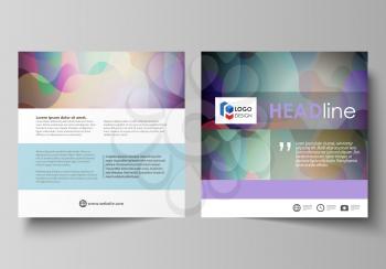 Business templates for square design brochure, magazine, flyer, booklet or annual report. Leaflet cover, abstract flat layout, easy editable vector. Bright color pattern, colorful design with overlapp