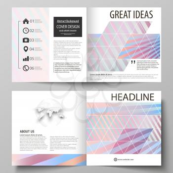 Business templates for square design bi fold brochure, magazine, flyer, booklet or annual report. Leaflet cover, abstract flat layout, easy editable vector. Sweet pink and blue decoration, pretty roma