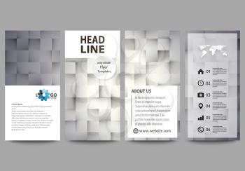 Flyers set, modern banners. Business templates. Cover design template, easy editable abstract vector layouts. Pattern made from squares, gray background in geometrical style. Simple texture