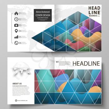 Business templates for square design bi fold brochure, magazine, flyer, booklet or annual report. Leaflet cover, abstract flat layout, easy editable vector. Bright color pattern, colorful design with 