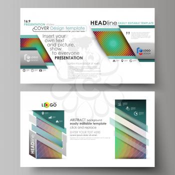 Business templates in HD format for presentation slides. Easy editable abstract vector layouts in flat design. Minimalistic design with circles, diagonal lines. Geometric shapes forming beautiful retr