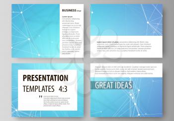 Set of business templates for presentation slides. Easy editable abstract vector layouts in flat design. Chemistry pattern, connecting lines and dots, molecule structure, medical DNA research. Medicin