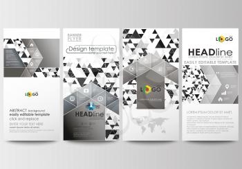 Flyers set, modern banners. Business templates. Cover design template, easy editable, abstract flat layouts. Abstract triangle design background, modern gray color polygonal vector.