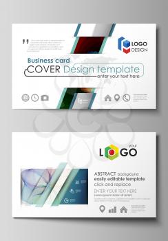 Business card templates. Easy editable layout, abstract flat design template, vector illustration. Colorful design with overlapping geometric shapes and waves forming abstract beautiful background.