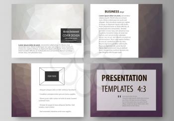 Set of business templates for presentation slides. Easy editable abstract vector layouts in flat design. Dark color triangles and colorful polygones. Abstract polygonal style background.