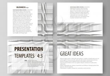 Set of business templates for presentation slides. Easy editable abstract vector layouts in flat design. Abstract infinity background, 3d structure with rectangles forming illusion of depth and perspe