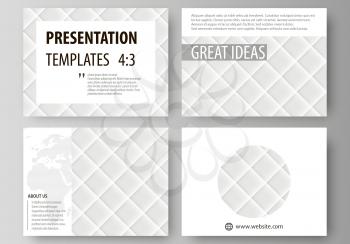 Set of business templates for presentation slides. Easy editable abstract vector layouts in flat design. Shiny fabric, rippled texture, white color silk, colorful vintage style background