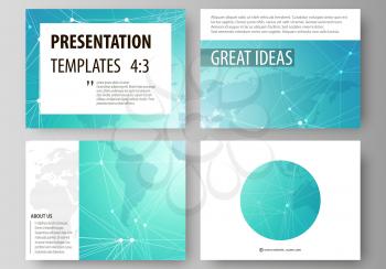 The minimalistic abstract vector illustration of the editable layout of the presentation slides design business templates. Chemistry pattern. Molecule structure. Medical, science background