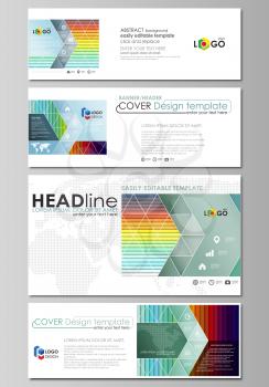 Social media and email headers set, modern banners. Business templates. Easy editable abstract design template, flat layout in popular sizes, vector illustration. Bright color rectangles, colorful des