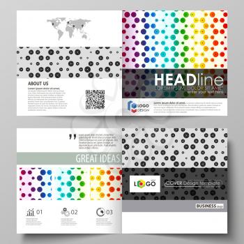 Business templates for square design bi fold brochure, magazine, flyer, booklet or annual report. Leaflet cover, abstract flat layout, easy editable vector. Chemistry pattern, hexagonal design molecul