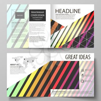 Business templates for square design bi fold brochure, magazine, flyer, booklet or annual report. Leaflet cover, abstract flat layout, easy editable vector. Bright color rectangles, colorful design wi