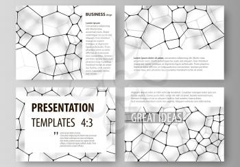 Set of business templates for presentation slides. Easy editable abstract vector layouts in flat design. Chemistry pattern, molecular texture, polygonal molecule structure, cell. Medicine, science, mi