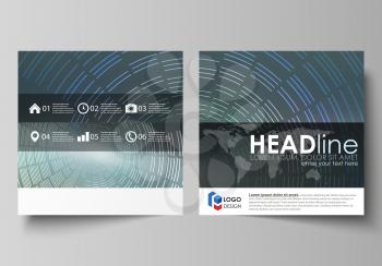 Business templates for square design brochure, magazine, flyer, booklet or annual report. Leaflet cover, abstract flat layout, easy editable vector. Technology background in geometric style made from 
