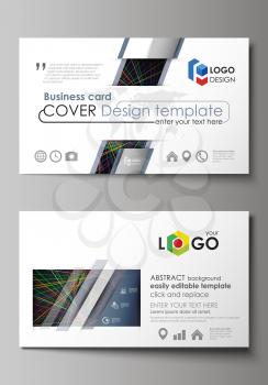 Business card templates. Easy editable layout, abstract vector design template. Bright color lines, colorful beautiful background. Perfect decoration