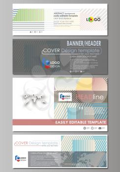 Social media and email headers set, modern banners. Business templates. Easy editable abstract design template, vector layouts in popular sizes. Minimalistic design with lines, geometric shapes formin