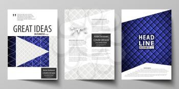 Business templates for brochure, magazine, flyer, booklet or annual report. Cover design template, easy editable vector, abstract flat layout in A4 size. Shiny fabric, rippled texture, white and blue 