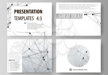 Set of business templates for presentation slides. Easy editable abstract vector layouts in flat design. DNA and neurons molecule structure. Medicine, science, technology concept. Scalable graphic