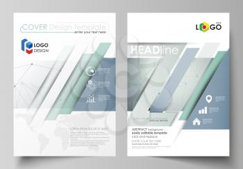 Business templates for brochure, magazine, flyer, booklet or annual report. Cover design template, easy editable vector, abstract flat layout in A4 size. Genetic and chemical compounds. Atom, DNA and 