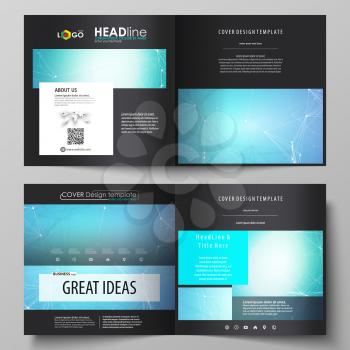 Business templates for square design bi fold brochure, magazine, flyer, booklet or annual report. Leaflet cover, abstract flat layout, easy editable vector. Chemistry pattern, connecting lines and dot