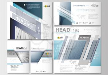 Social media posts set. Business templates. Cover design template, easy editable, abstract flat layouts in popular formats. Abstract blue or gray business pattern with lines, modern stylish vector tex