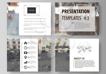 Set of business templates for presentation slides. Easy editable abstract vector layouts in flat design. Colorful background made of dotted texture, urban pattern