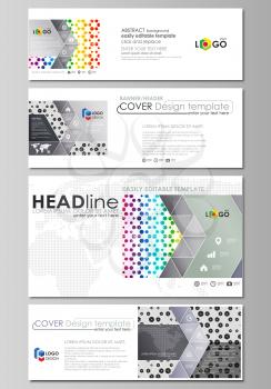 Social media and email headers set, modern banners. Business templates. Easy editable abstract design template, vector layouts in popular sizes. Chemistry pattern, hexagonal design molecule structure,