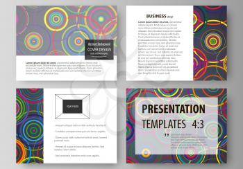 Set of business templates for presentation slides. Easy editable abstract vector layouts in flat design. Bright color background in minimalist style made from colorful circles
