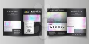 Business templates for bi fold brochure, magazine, flyer, booklet or annual report. Cover design template, easy editable vector, abstract flat layout in A4 size. Hologram, background in pastel colors 