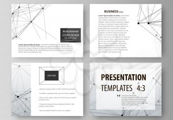 Set of business templates for presentation slides. Easy editable abstract vector layouts in flat design. DNA and neurons molecule structure. Medicine, science, technology concept. Scalable graphic