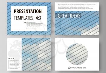 Set of business templates for presentation slides. Easy editable abstract vector layouts in flat design. Blue color triangles and colorful polygones. Abstract polygonal style background.