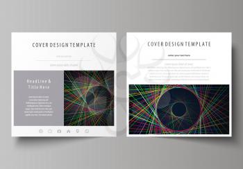 Business templates for square design brochure, magazine, flyer, booklet or annual report. Leaflet cover, abstract flat layout, easy editable vector. Bright color lines, colorful beautiful background. 