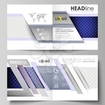Business templates for square design bi fold brochure, magazine, flyer, booklet or annual report. Leaflet cover, abstract flat layout, easy editable vector. Shiny fabric, rippled texture, white and bl