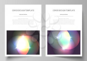 Business templates for brochure, magazine, flyer, booklet or annual report. Cover design template, easy editable vector, abstract flat layout in A4 size. Retro style, mystical Sci-Fi background. Futur