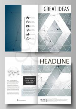 Business templates for bi fold brochure, magazine, flyer, booklet or annual report. Cover design template, easy editable vector, abstract flat layout in A4 size. DNA and neurons molecule structure. Me