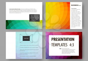 Set of business templates for presentation slides. Easy editable layouts, vector illustration. Colorful design background with abstract shapes, overlap effect