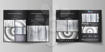Business templates for bi fold brochure, magazine, flyer, booklet or annual report. Cover design template, easy editable vector, abstract flat layout in A4 size. Simple monochrome geometric pattern. M
