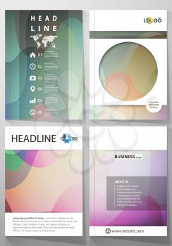 Business templates for brochure, magazine, flyer, booklet or annual report. Cover design template, easy editable vector, abstract flat layout in A4 size. Bright color pattern, colorful design with ove