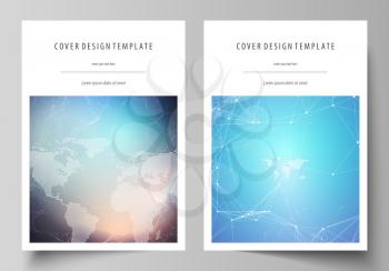 The vector illustration of the editable layout of A4 format covers design templates for brochure, magazine, flyer, booklet, report. Molecule structure. Science, technology concept. Polygonal design