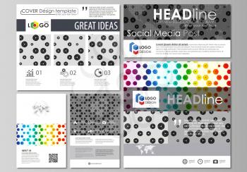 Social media posts set. Business templates. Easy editable abstract flat design template, vector layouts in popular formats. Chemistry pattern, hexagonal design molecule structure, scientific, medical 