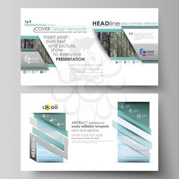 Business templates in HD format for presentation slides. Easy editable abstract vector layouts in flat design. Colorful background made of triangular or hexagonal texture, travel business, natural lan