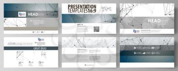 Business templates in HD format for presentation slides. Easy editable abstract vector layouts in flat design. DNA and neurons molecule structure. Medicine, science, technology concept. Scalable graph